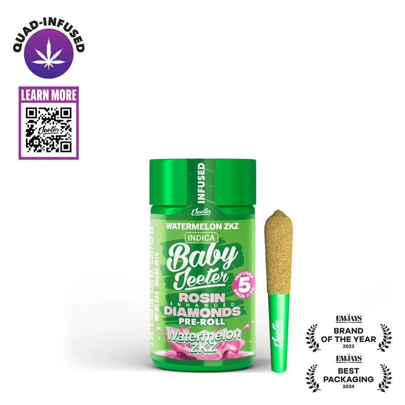 Watermelon ZKZ Baby Jeeters Quad Infused Preroll 5 Pack