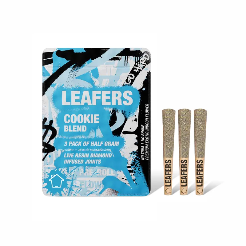 Leafers - Live Resin Diamond Infused Prerolls 3pk - Cookie Blend (H) (1.5g)