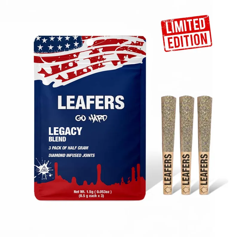 Leafers - Live Resin Diamond Infused Prerolls 3pk - Legacy Blend (H) (1.5g)