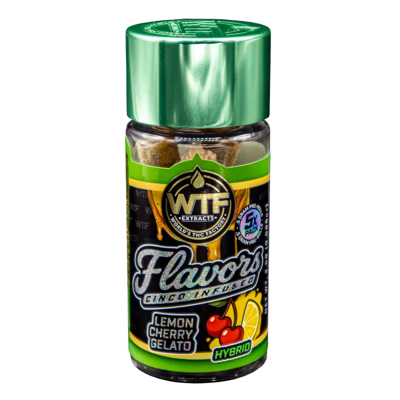 WTF Extracts 2.5g Cinco Infused Preroll 5pk - Lemon Cherry Gelato
