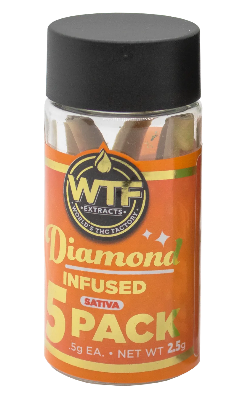 WTF - Diamond Infused Prerolls 5pk - Lord of Peaches (S) (2.5g)