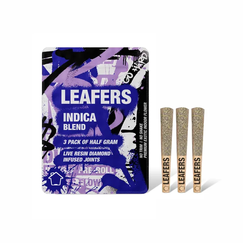 Leafers - Live Resin Diamond Infused Prerolls 3pk - Indica Blend (I) (1.5g)