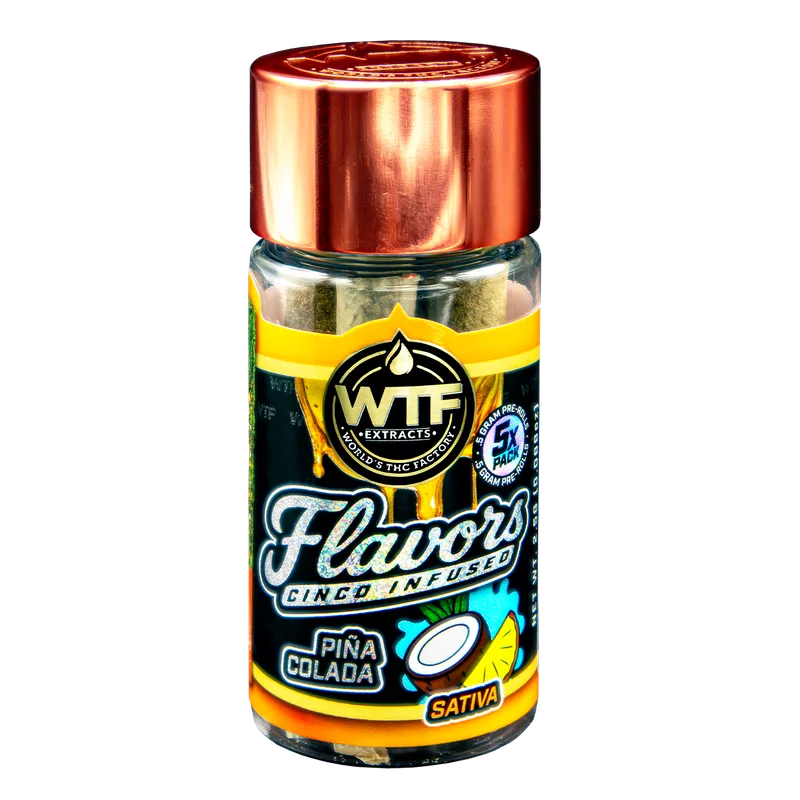 WTF Extracts 2.5g Cinco Infused Preroll 5pk - Pina Colada