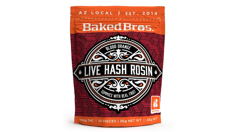 Baked Bros Live Hash Rosin Gummies 100mg - Blood Orange