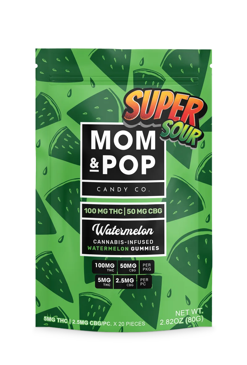 Mom & Pop Candy Co. Sour Gummies (100mg THC/50mg CBG) - Watermelon