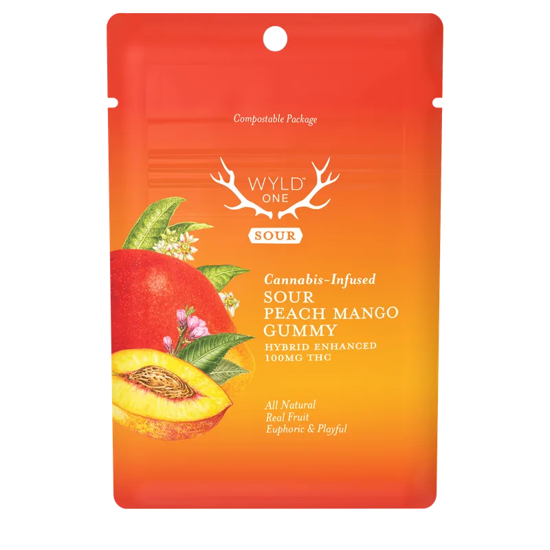 WYLD One Gummies 100mg - Sour Peach Mango (H)