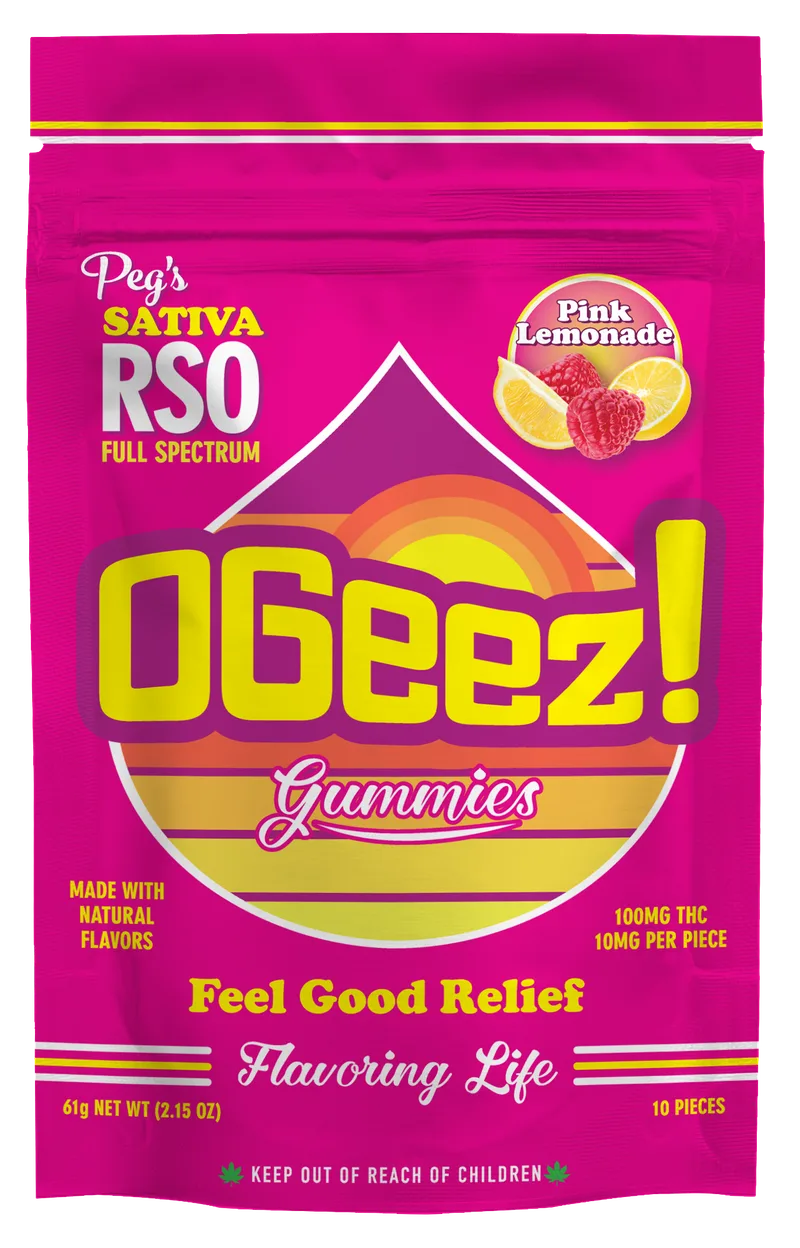 OGeez! - Peg's Gummies Sativa RSO - Pink Lemonade (S) (100mg)