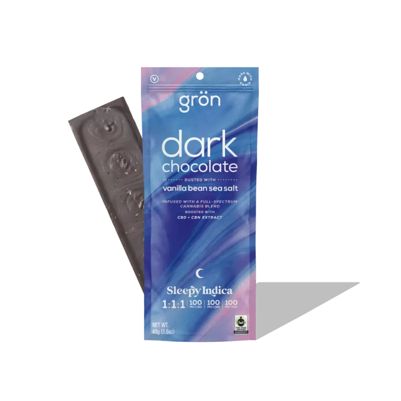 Dark Chocolate Vanilla Bean Sea Salt 1:1:1 CBD:CBN:THC Chocolate Bar