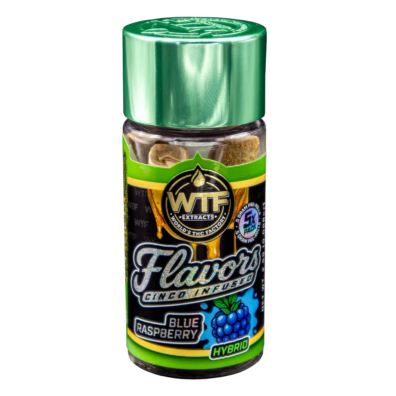 WTF Extracts 2.5g Cinco Infused Preroll 5pk - Blue Raspberry