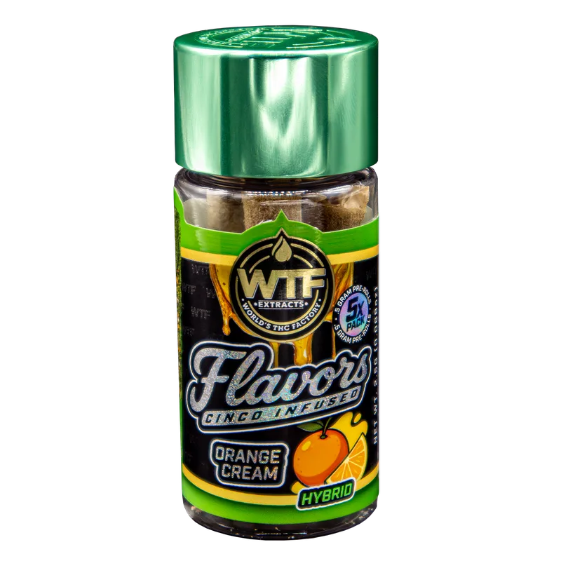 WTF Extracts 2.5g Cinco Infused Preroll 5pk - Orange Cream