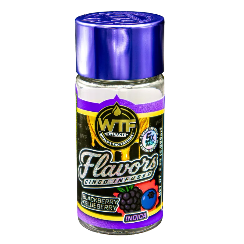 WTF Extracts 2.5g Cinco Infused Preroll 5pk - Blackberry x Blueberry