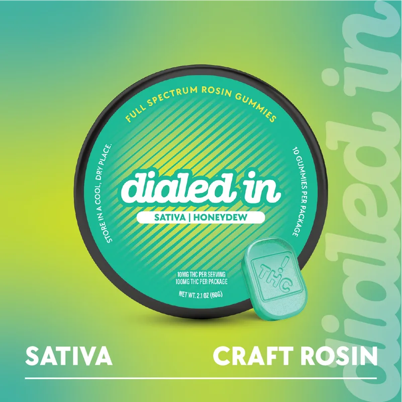 Dialed In Gummies Rosin 100mg THC - Honeydew