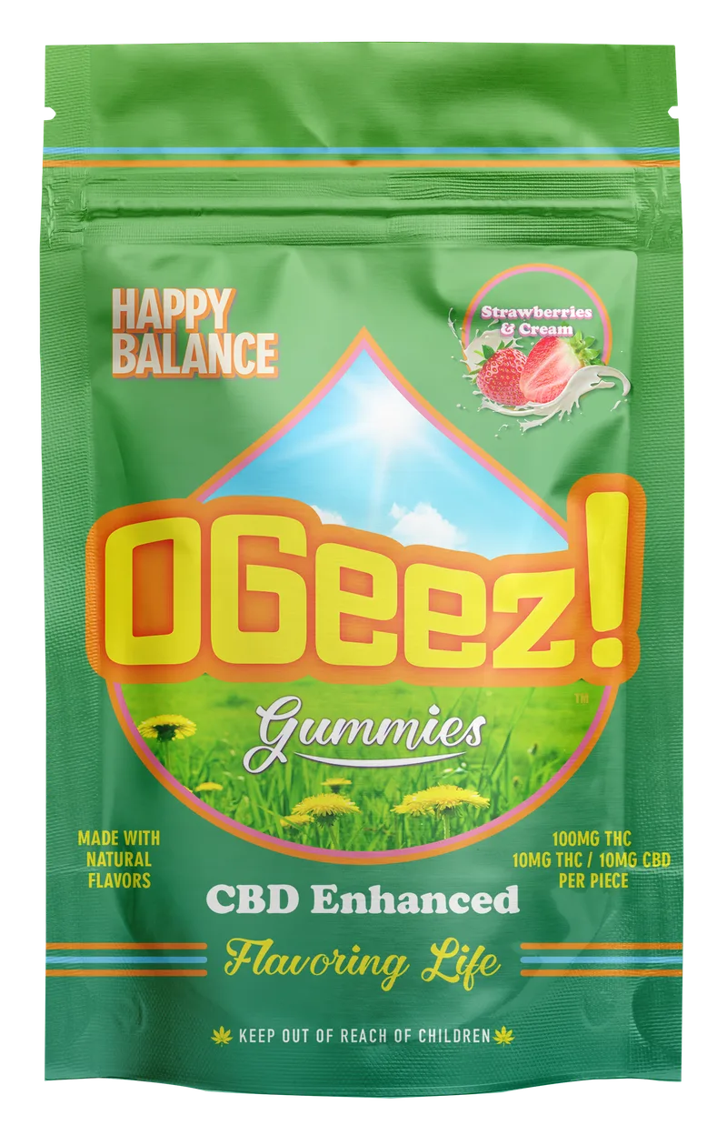 OGeez! Happy Balance Gummies 1:1 (100mg THC/CBD) - Strawberries and Cream