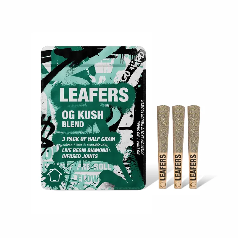 Leafers - Live Resin Diamond Infused Prerolls 3pk - OG Kush Blend (H) (1.5g)