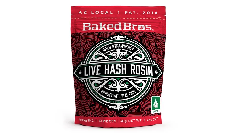 Baked Bros Live Hash Rosin Gummies 100mg - Wild Strawberry
