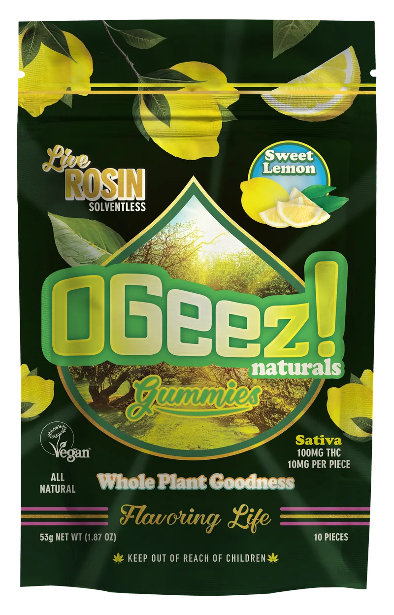 OGeez! Naturals Gummies Live Rosin Vegan 100mg - Sweet Lemon