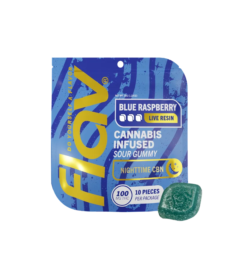 Flav Gummies (100mg THC/40mg CBN) - Blue Raspberry Nighttime CBN