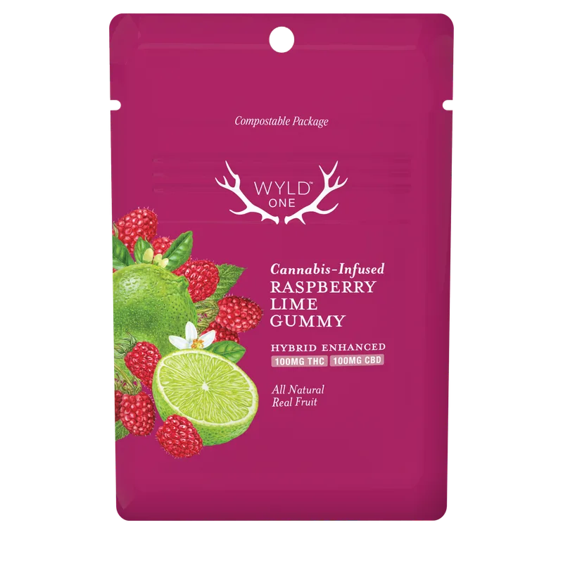 WYLD One Gummies 1:1 (THC/CBD) 100mg - Raspberry Lime (H)