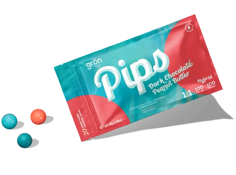 Dark Chocolate Peanut Butter 1:1 CBD:THC Pips